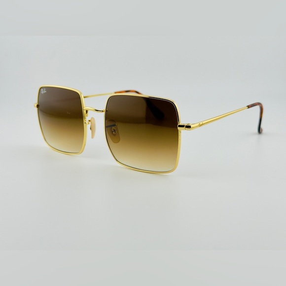 Ray-Ban Square Classic Sunglasses RB1971 Gold Frame Light Brown Gradient Lenses - Picture 8 of 14